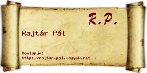 Rajtár Pál névjegykártya